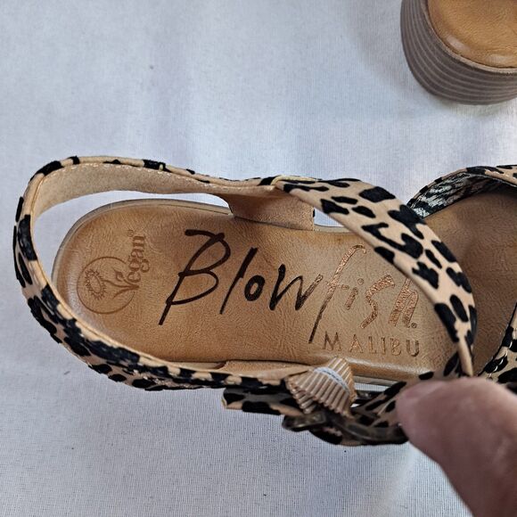 Blowfish Malibu Leeds Vegan Leopard-print Platform Sandals Women's Size 8 - Picture 9 of 11